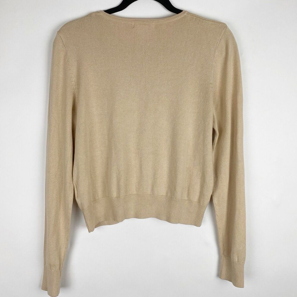 H&M Basics Beige Viscose Blend Button Up Crewneck… - image 2